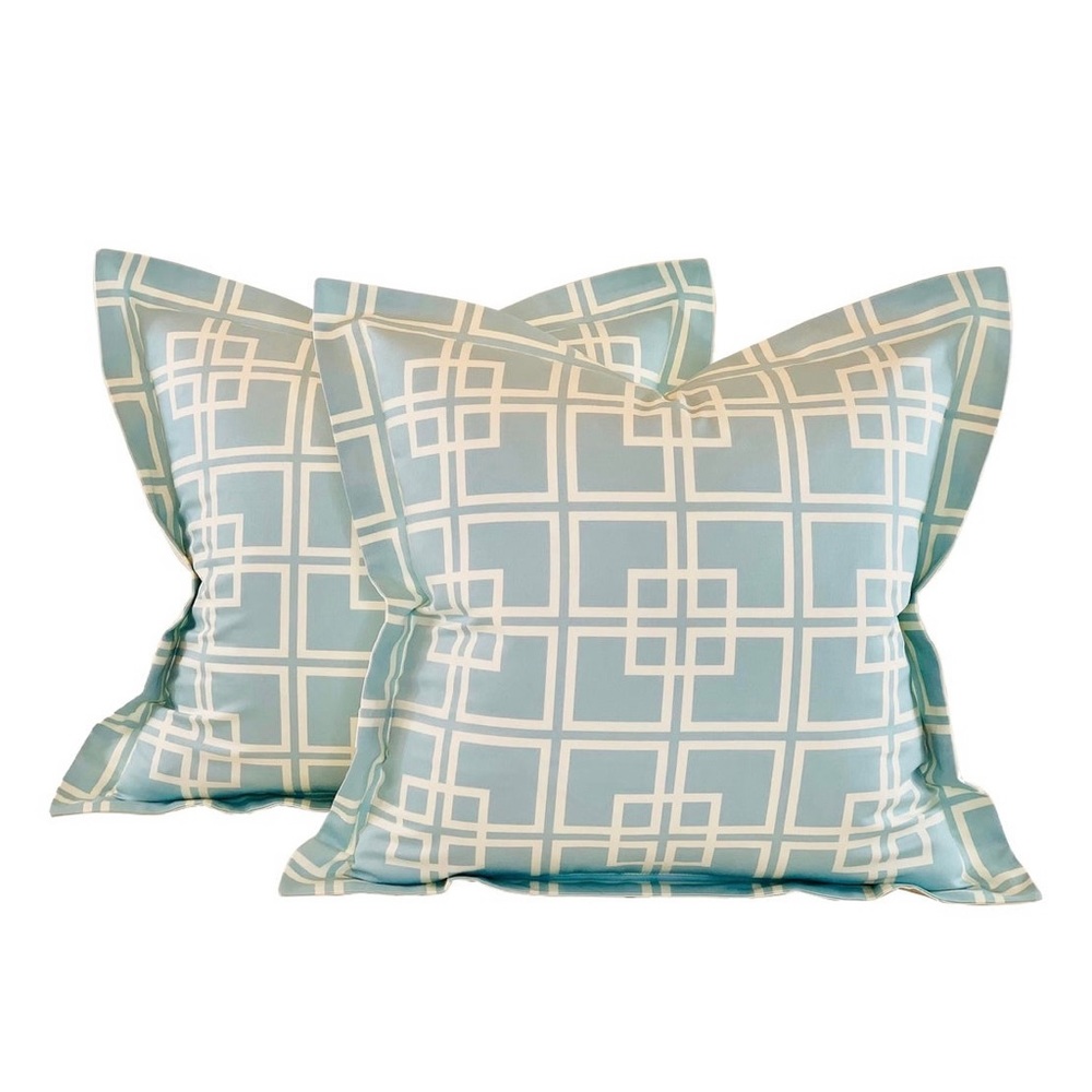 Pr Designer Vicki Payne Free Spirit Aqua Fretwork Lattice Trellis Pillow Covers
